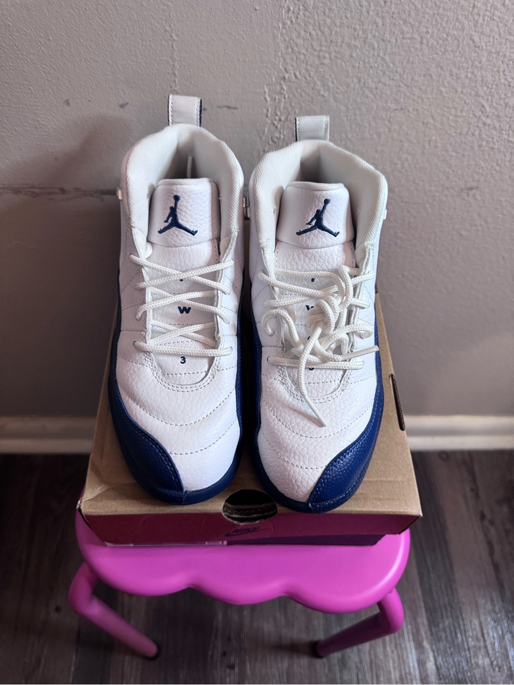 Jordan Kids White and Navy Low-Top Sneakers